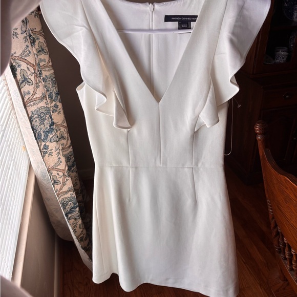 French Connection Cream Ruffle Mini Dress - Picture 4 of 4